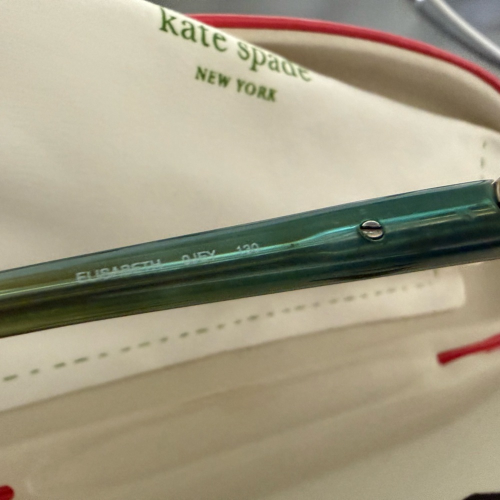 Kate Spade Elizabeth 0JEY brown tortoise teal Italian made eyeglasses frames EUC - Picture 2 of 12